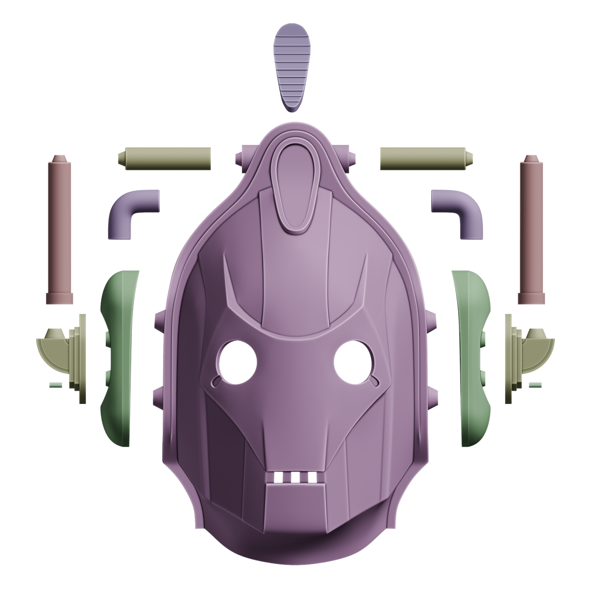 Cyberman Helmet Doctor Who 3D Printable Model Wireframe