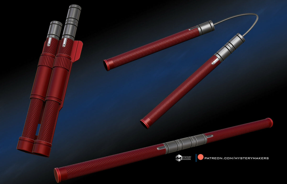 Red nunchaku prop – Wireframe