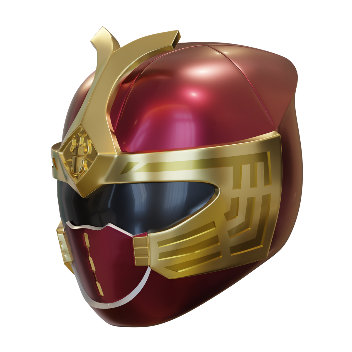Crimson Thunder Ranger Helmet 3D Print Model – Wireframe