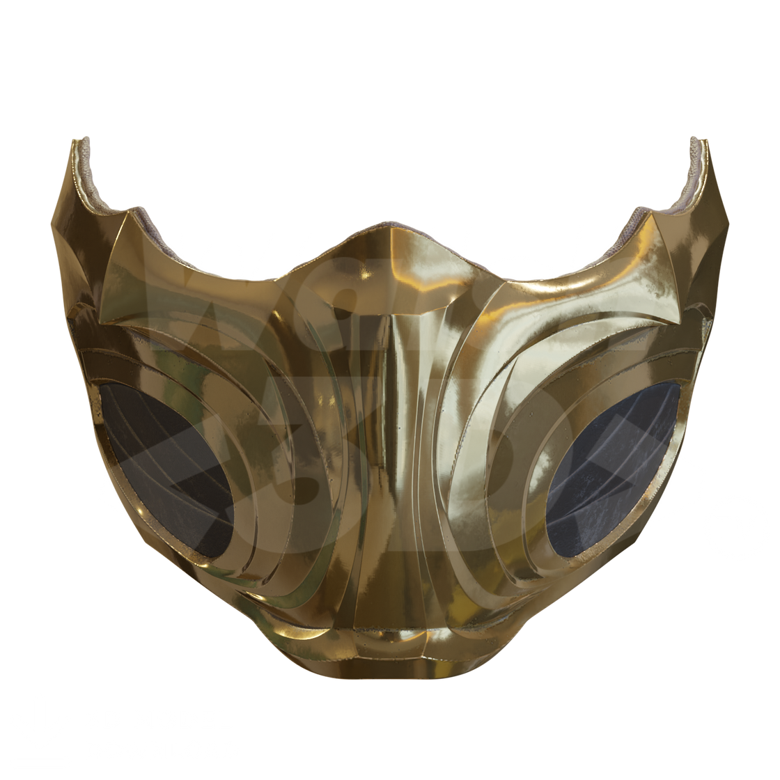 Yellow Fighter Mask 3D Print Model – Wireframe