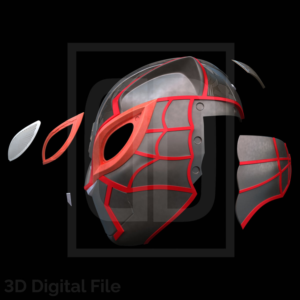 Spider Panther Mask - SM2 PS5 3D Model – Wireframe