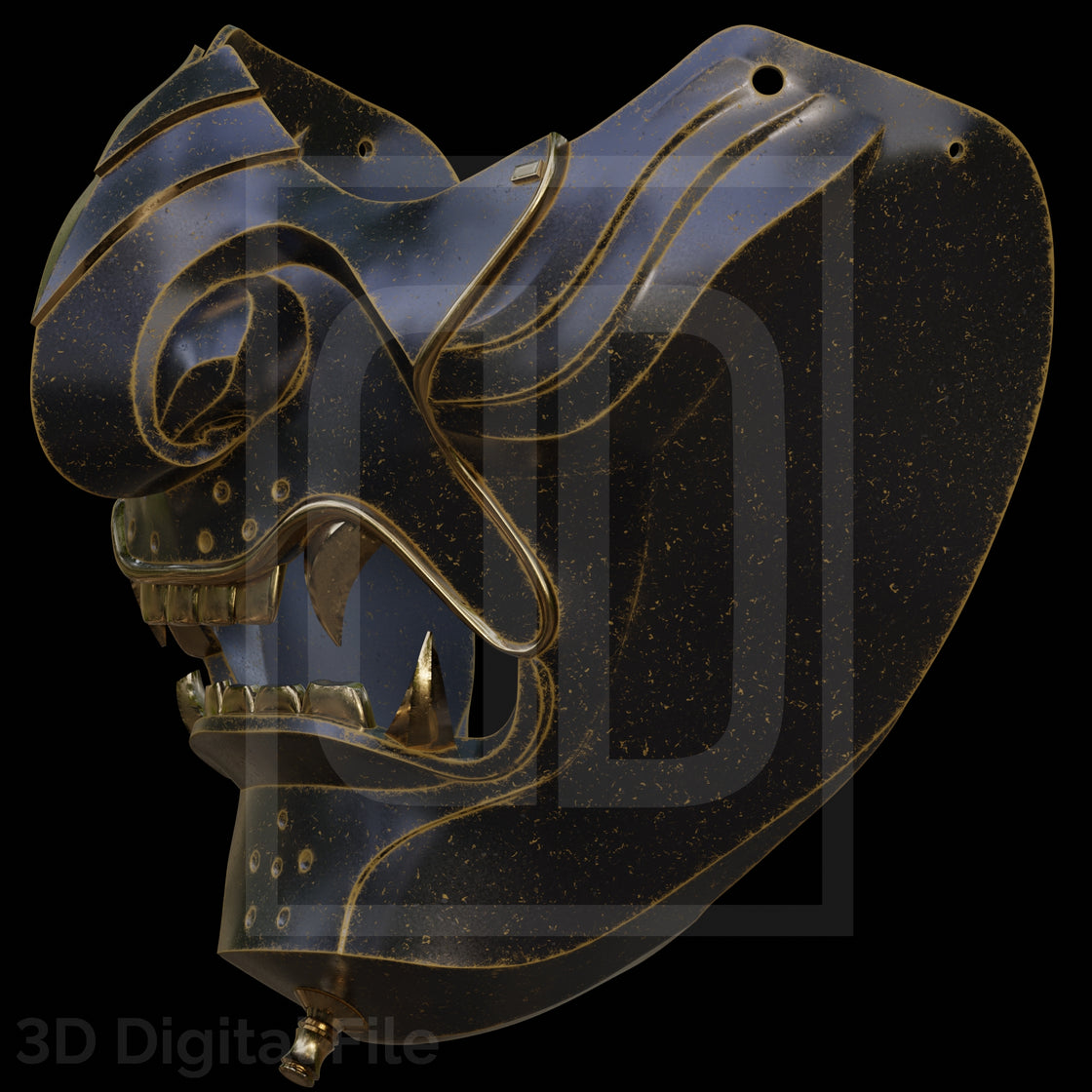 Samurai Specter Mask 3D Model – Wireframe