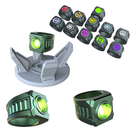 Space warriors light up rings with floating stand