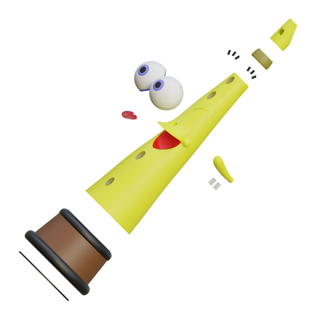 Spongebob Filing Document Spongebob Clarinet - 3D File – Wireframe