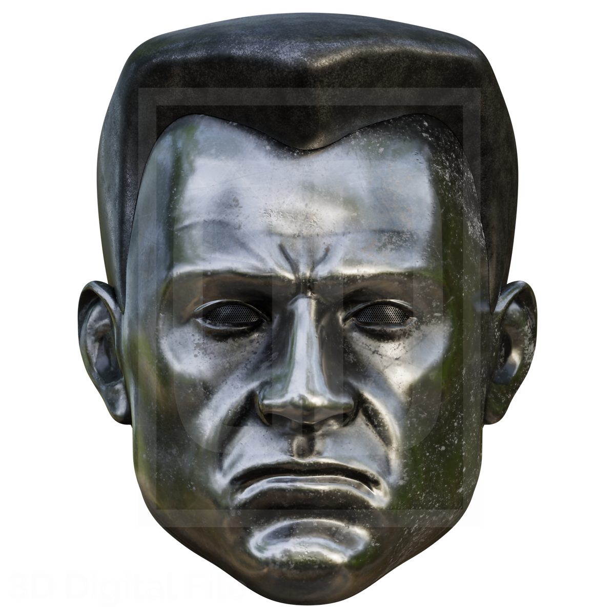 Colossal Metal Mask 3D Model – Wireframe
