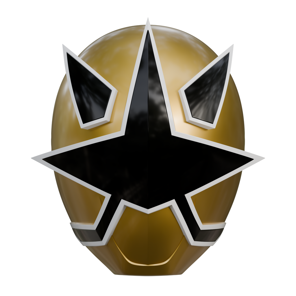 Gold Samurai Ranger Helmet 3D Model – Wireframe
