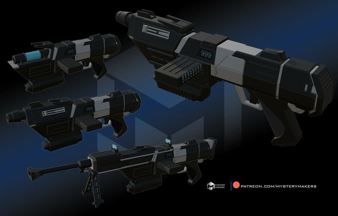 Modular space rifle – Wireframe