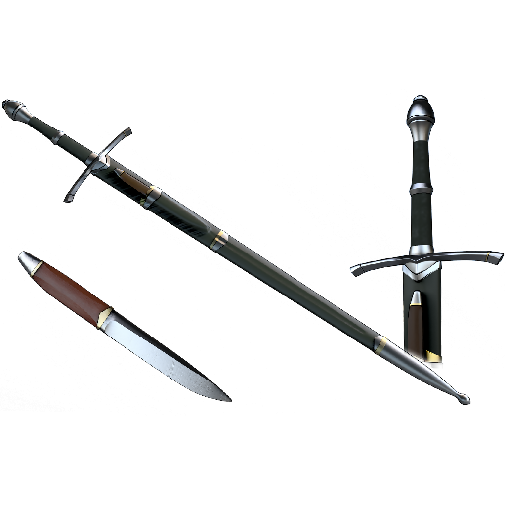 Strider’s sword with knife and sheath – Wireframe