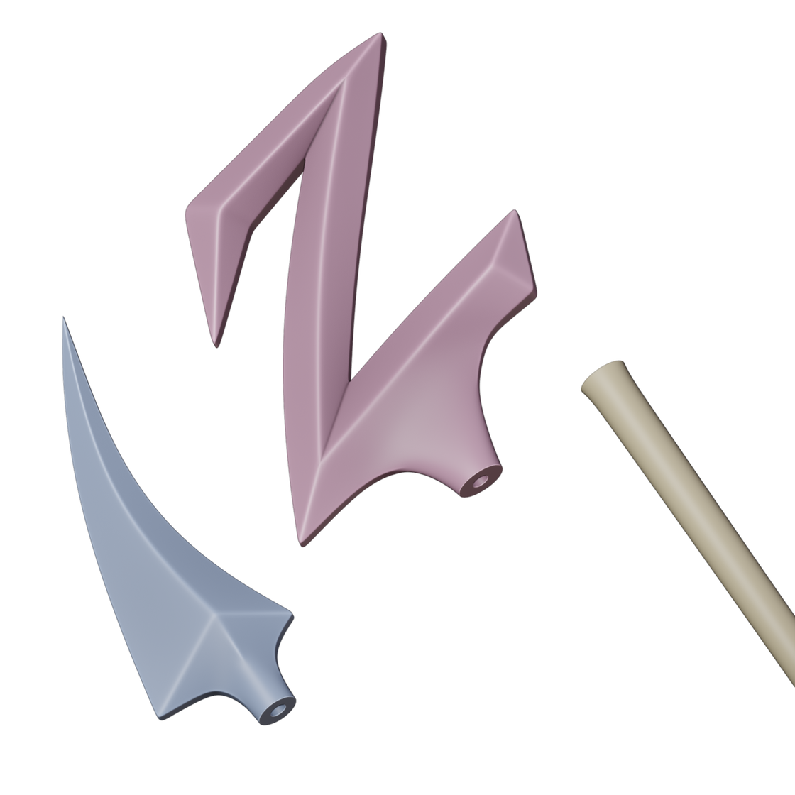 Lord Zedd Staff 3D Model Wireframe