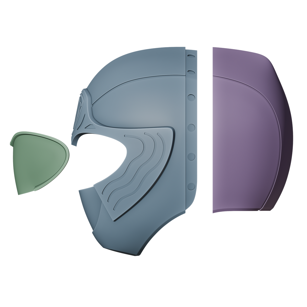 Blue Ninja Ranger Helmet 3D Model – Wireframe