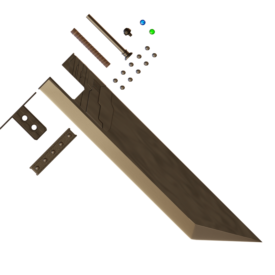 Final Fantasy 7 Remake Buster Sword 3D Model – Wireframe