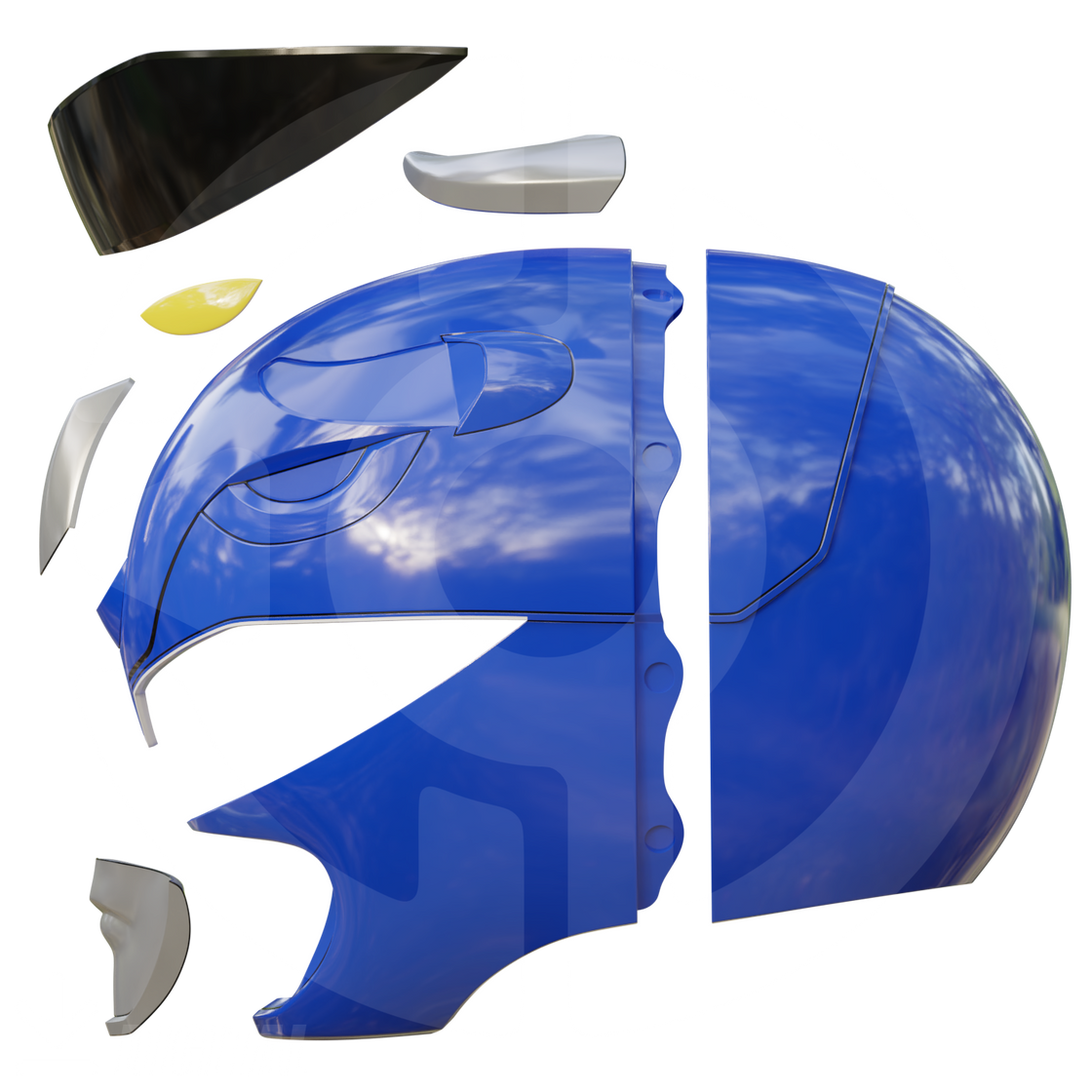 MMPR Blue Ranger Helmet File – Wireframe