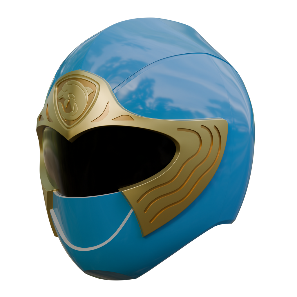 Blue Ninja Ranger Helmet 3D Model – Wireframe