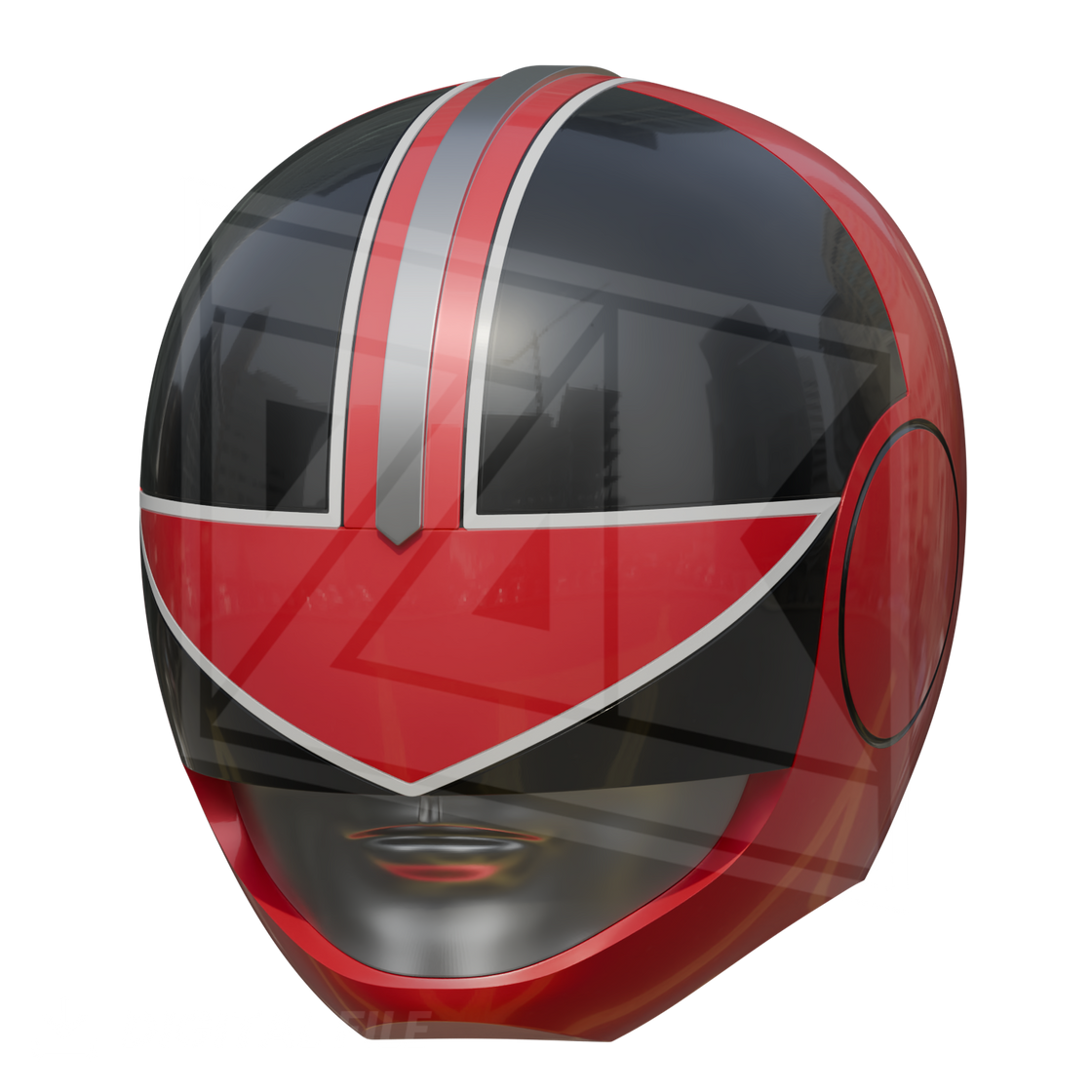 Red Time Ranger Helmet 3D Model – Wireframe